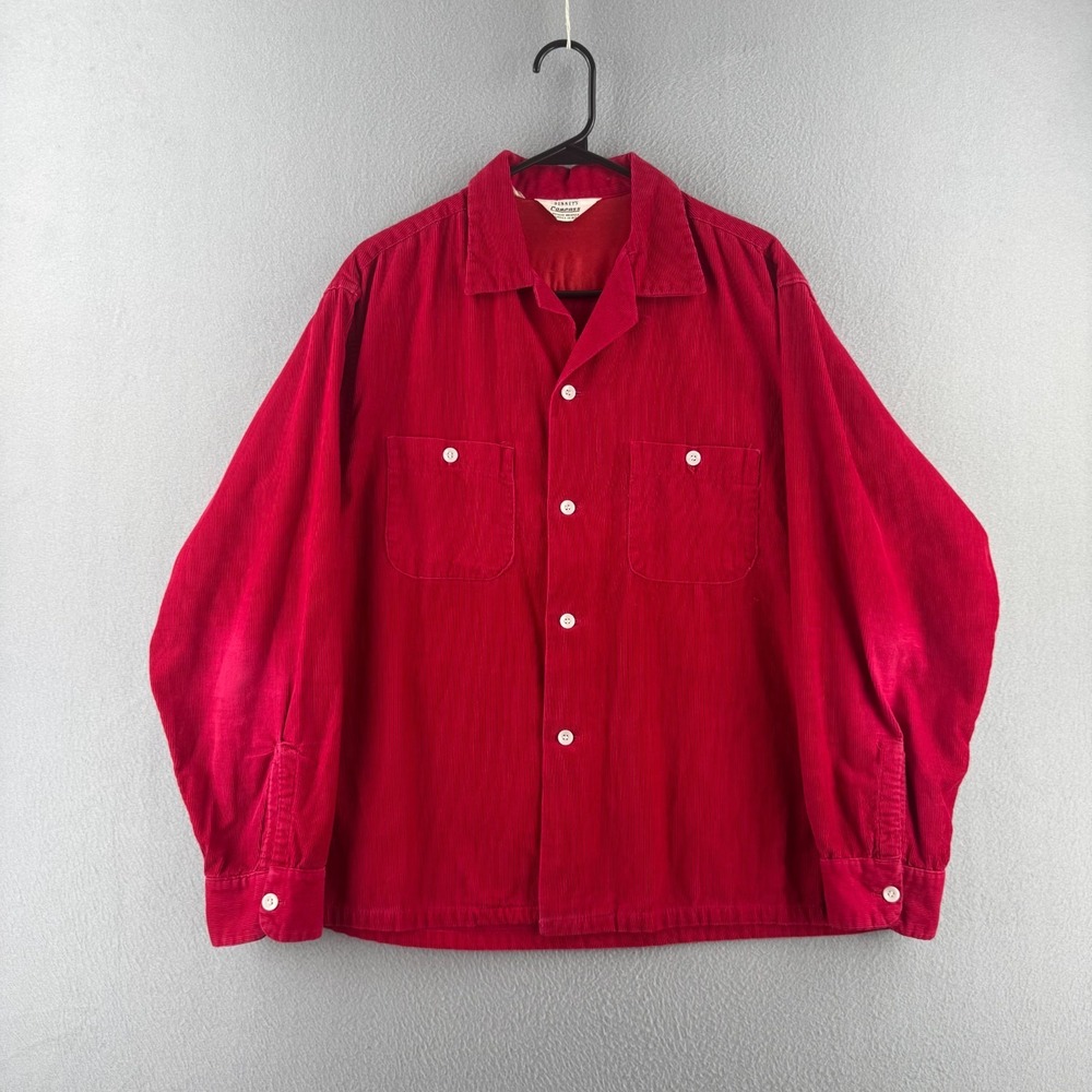 Vintage 50s Penneys Shirt Mens Large Corduroy Loop Collar Long Sleeve HOLY COW!!